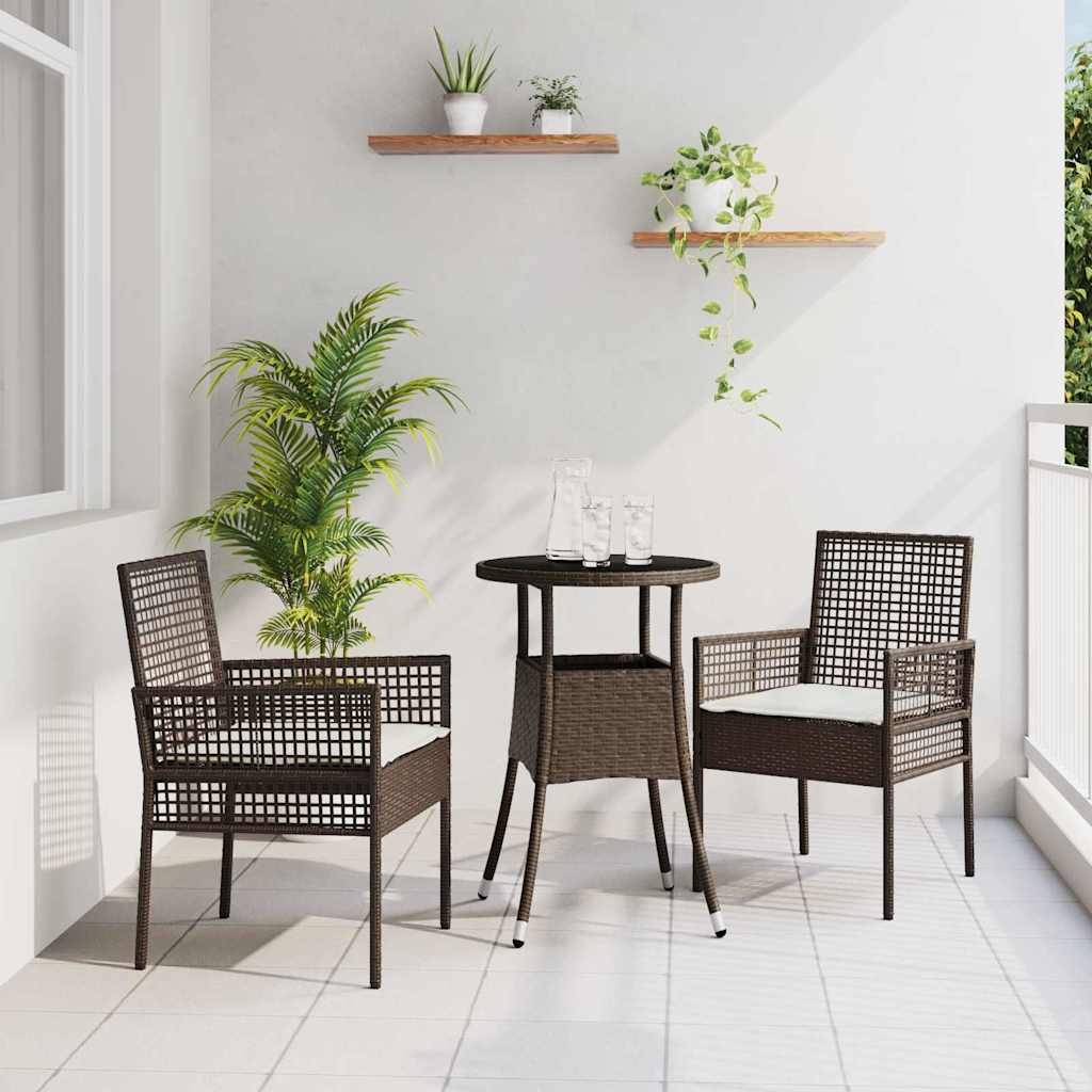 Garden Dining Set 3 pcs Brown Poly rattan