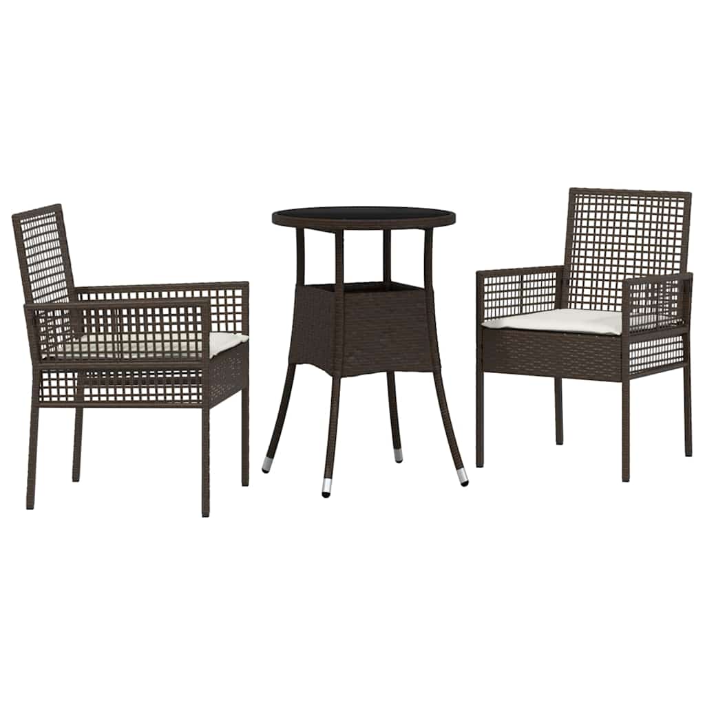Garden Dining Set 3 pcs Brown Poly rattan