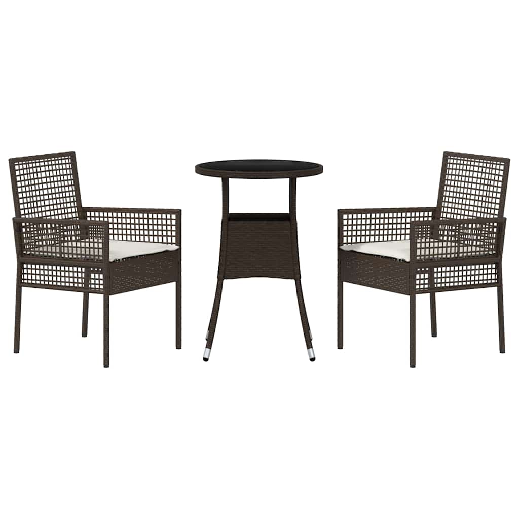 Garden Dining Set 3 pcs Brown Poly rattan