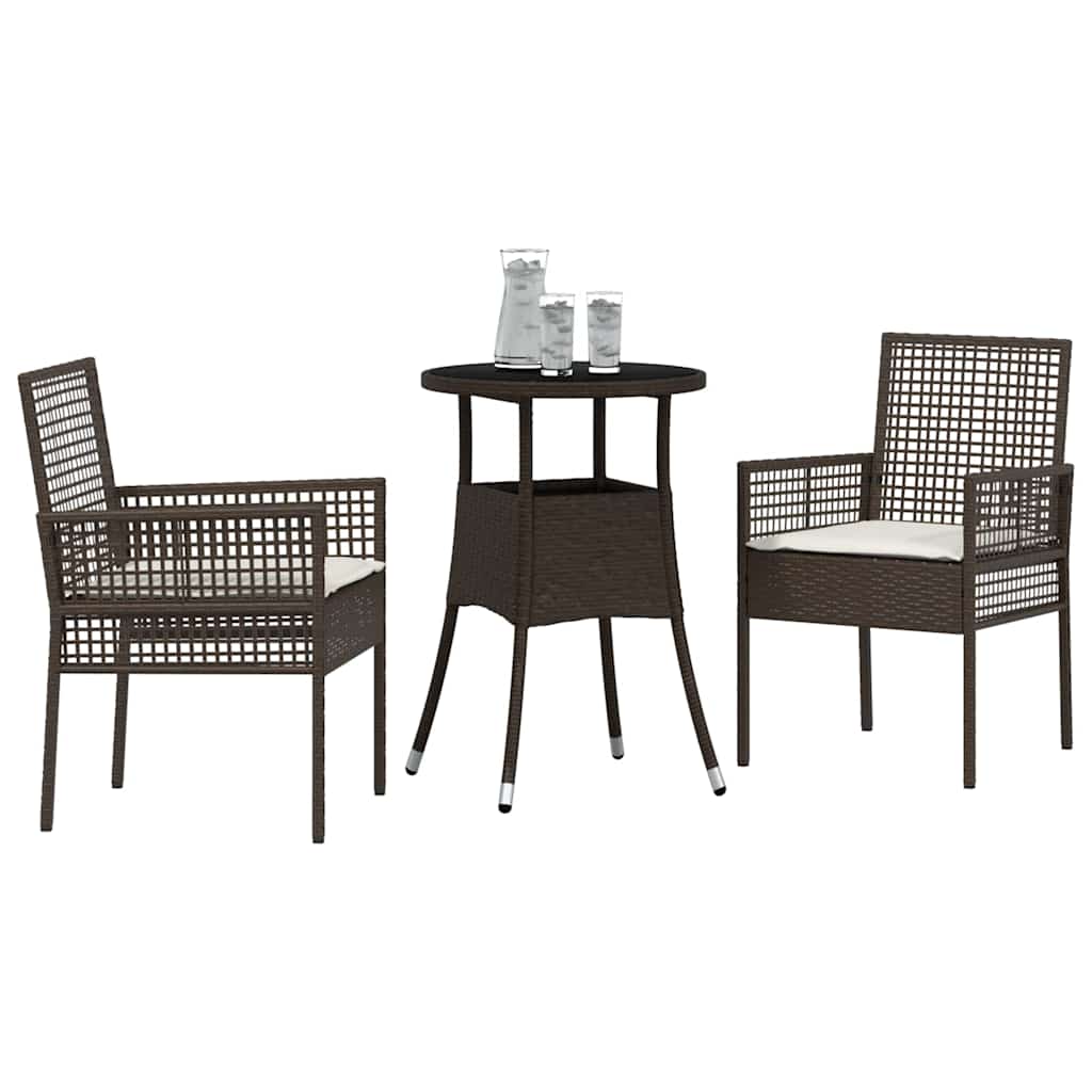 Garden Dining Set 3 pcs Brown Poly rattan