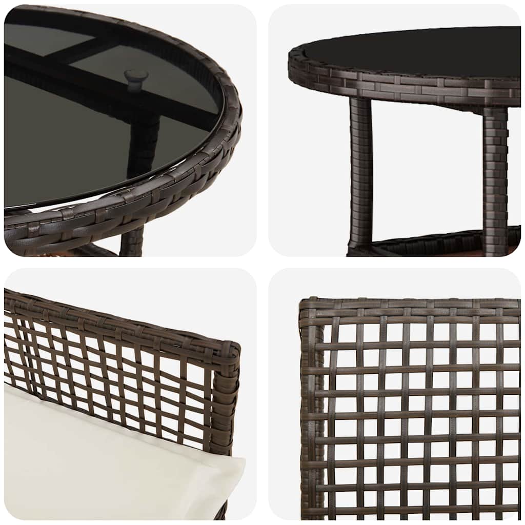 Garden Dining Set 5 pcs Brown Poly rattan