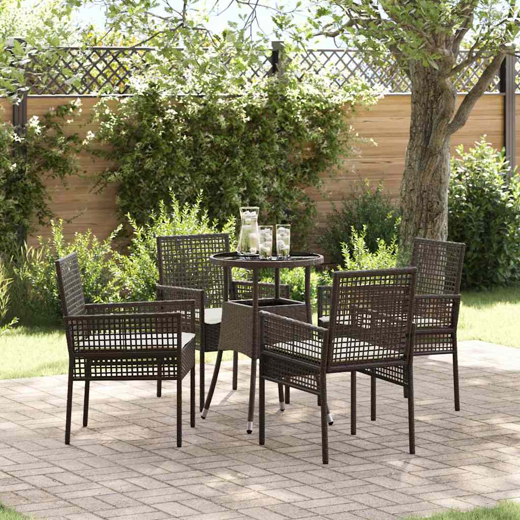 Garden Dining Set 5 pcs Brown Poly rattan