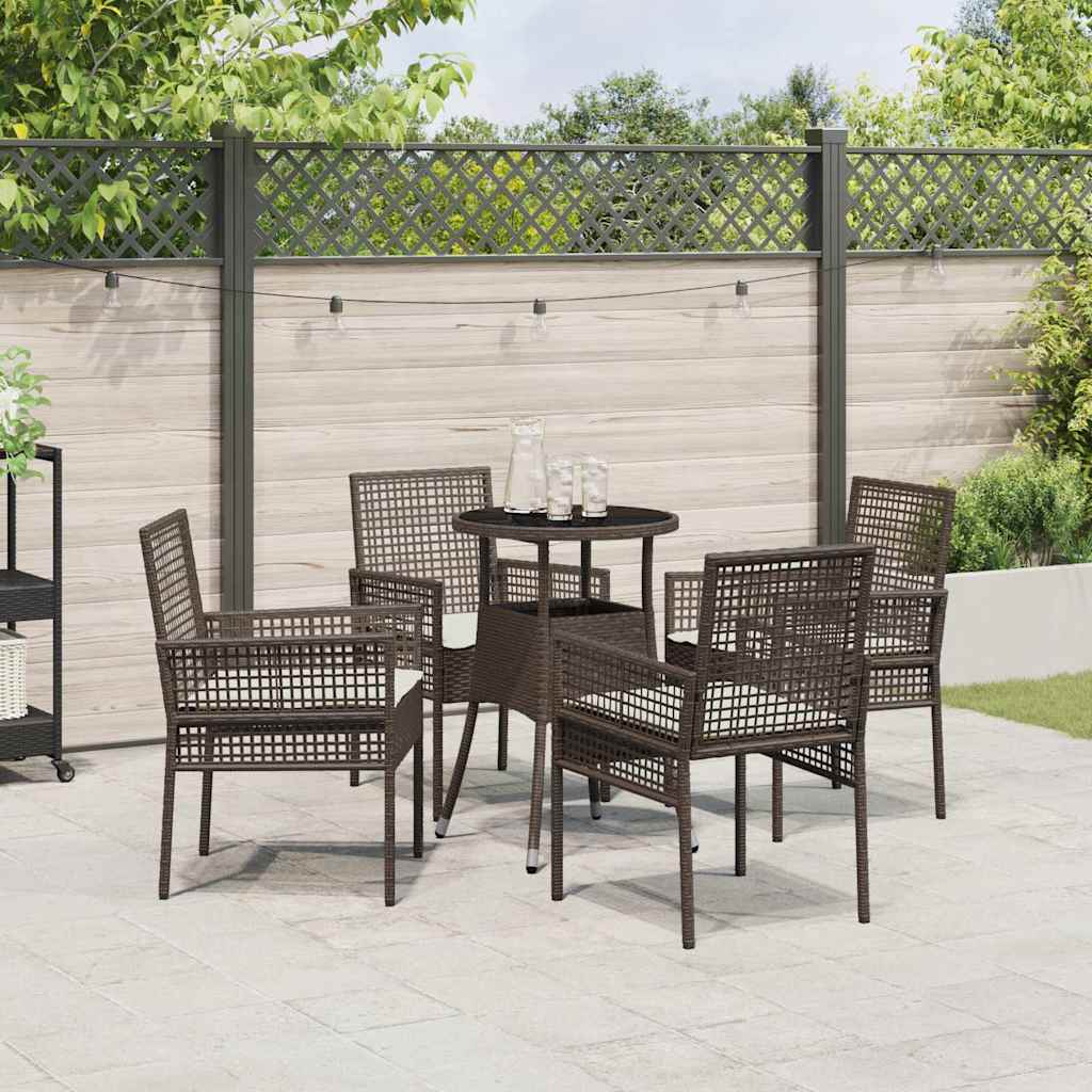 Garden Dining Set 5 pcs Brown Poly rattan