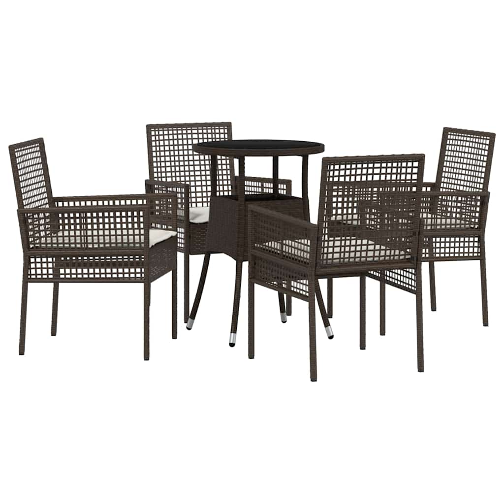 Garden Dining Set 5 pcs Brown Poly rattan