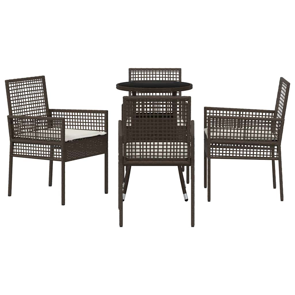 Garden Dining Set 5 pcs Brown Poly rattan
