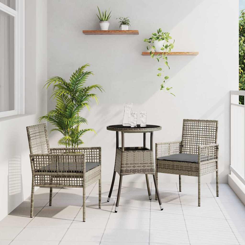Garden Dining Set 3 pcs Grey Poly rattan