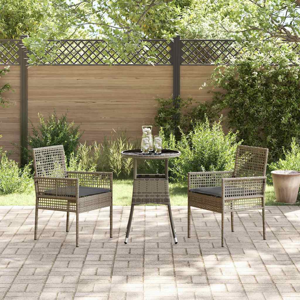 Garden Dining Set 3 pcs Grey Poly rattan