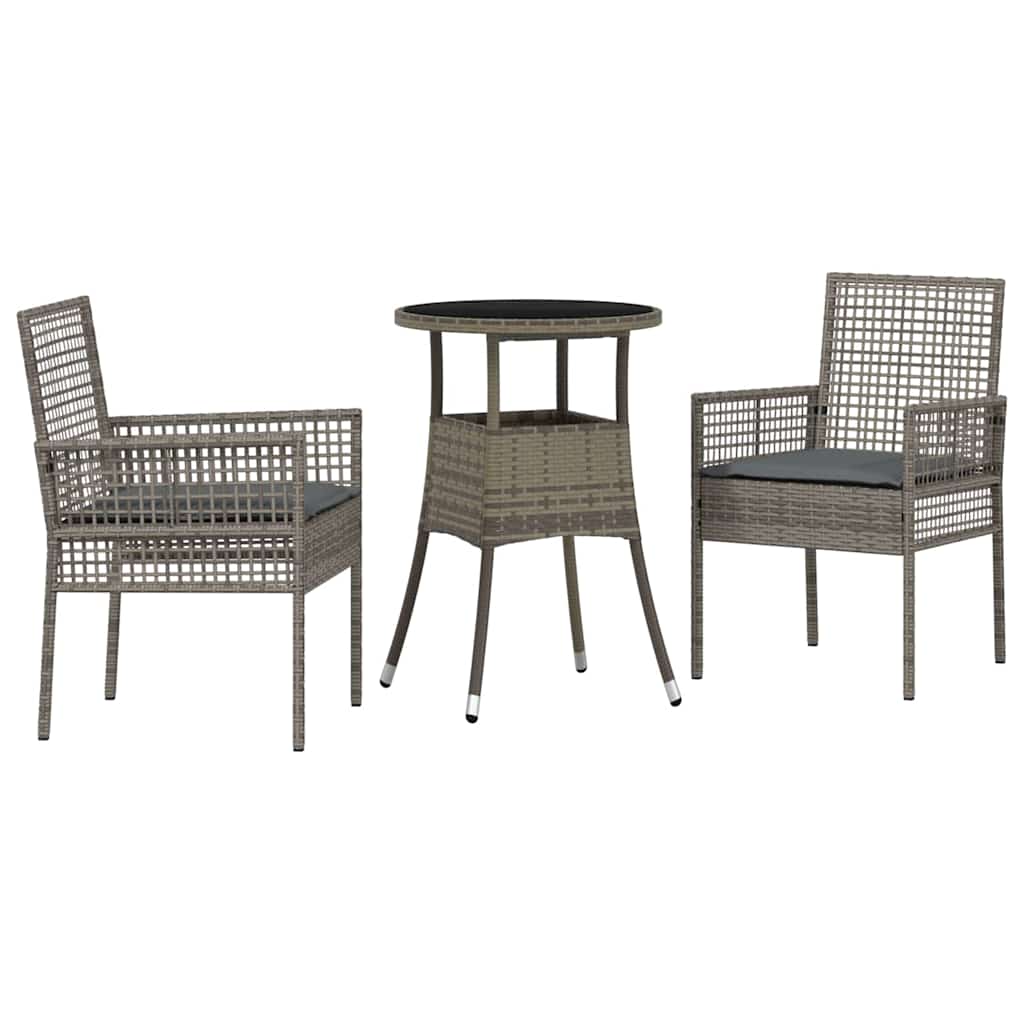Garden Dining Set 3 pcs Grey Poly rattan