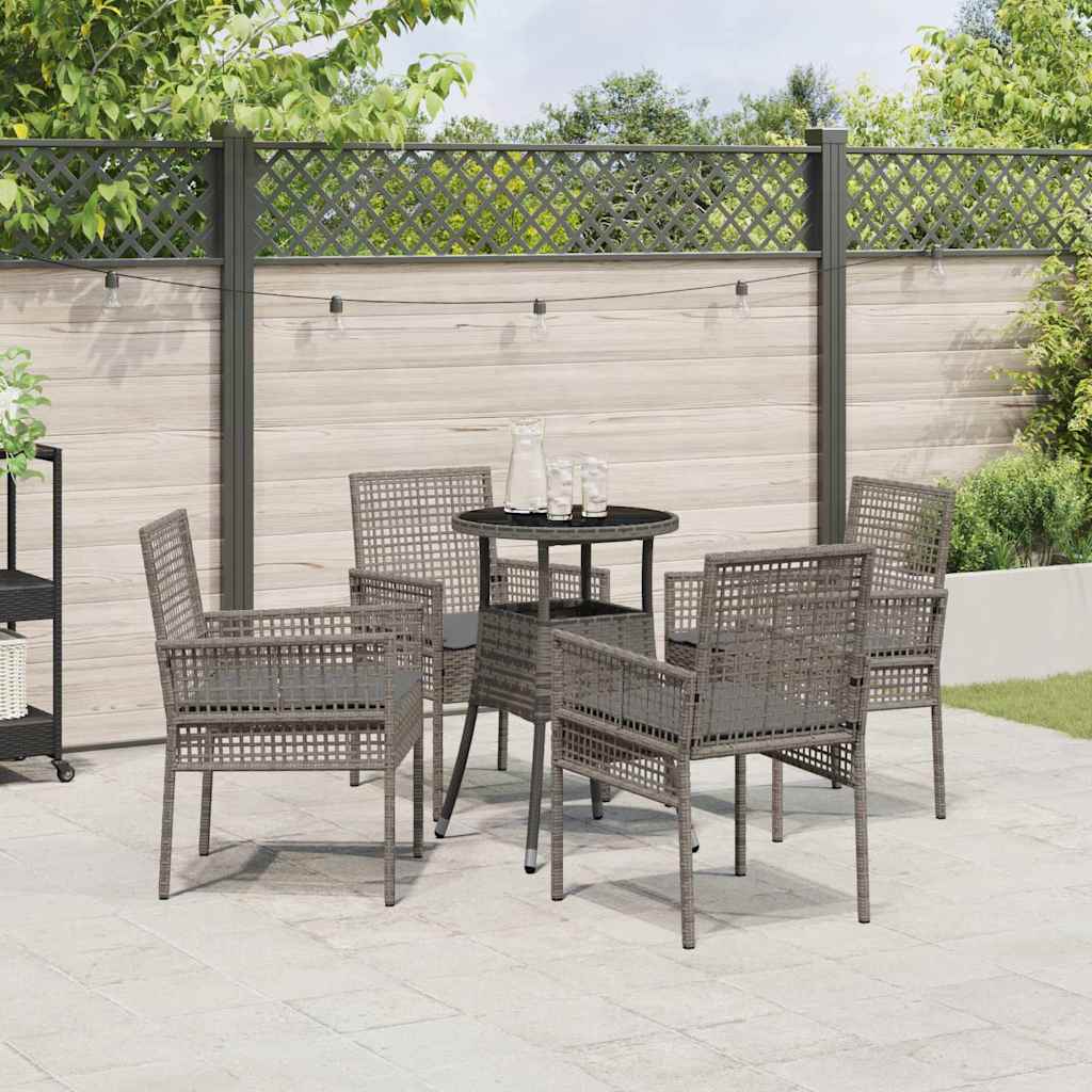 Garden Dining Set 5 pcs Grey Poly rattan