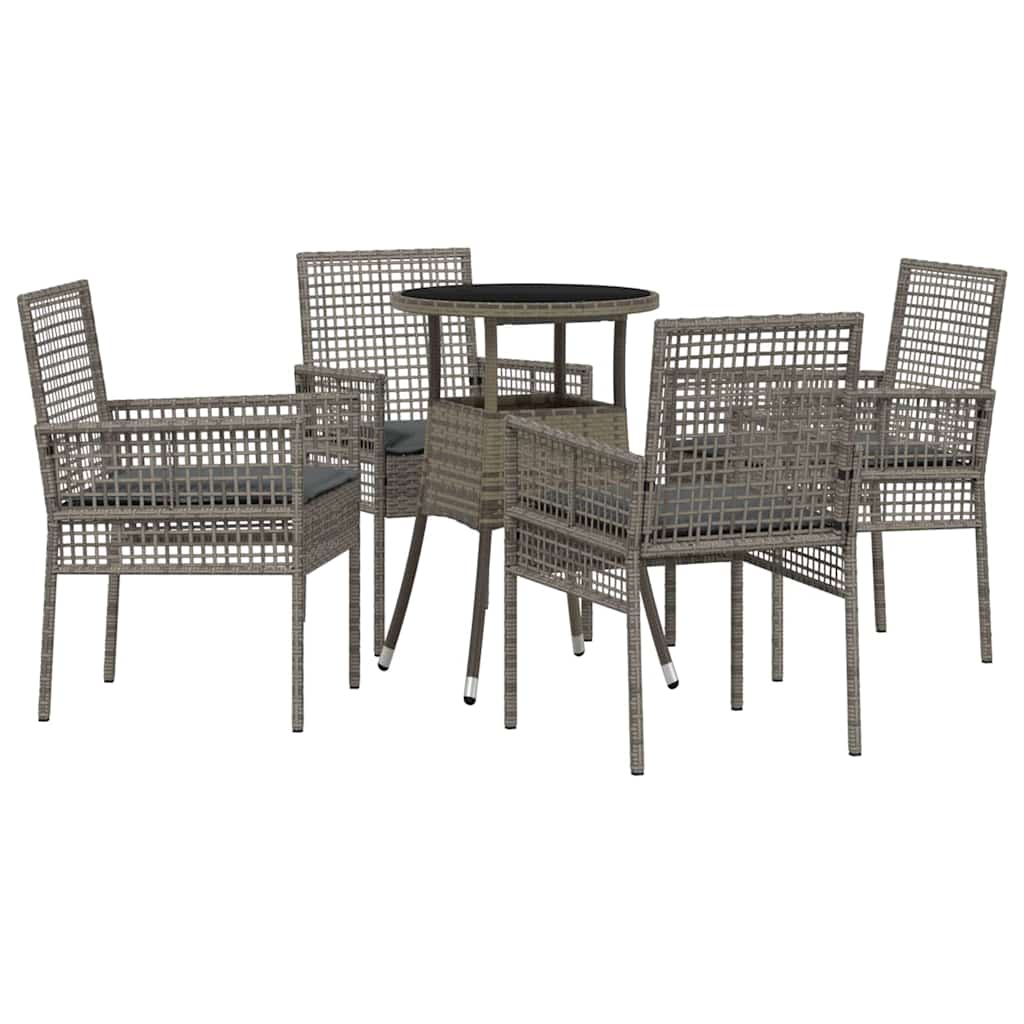 Garden Dining Set 5 pcs Grey Poly rattan