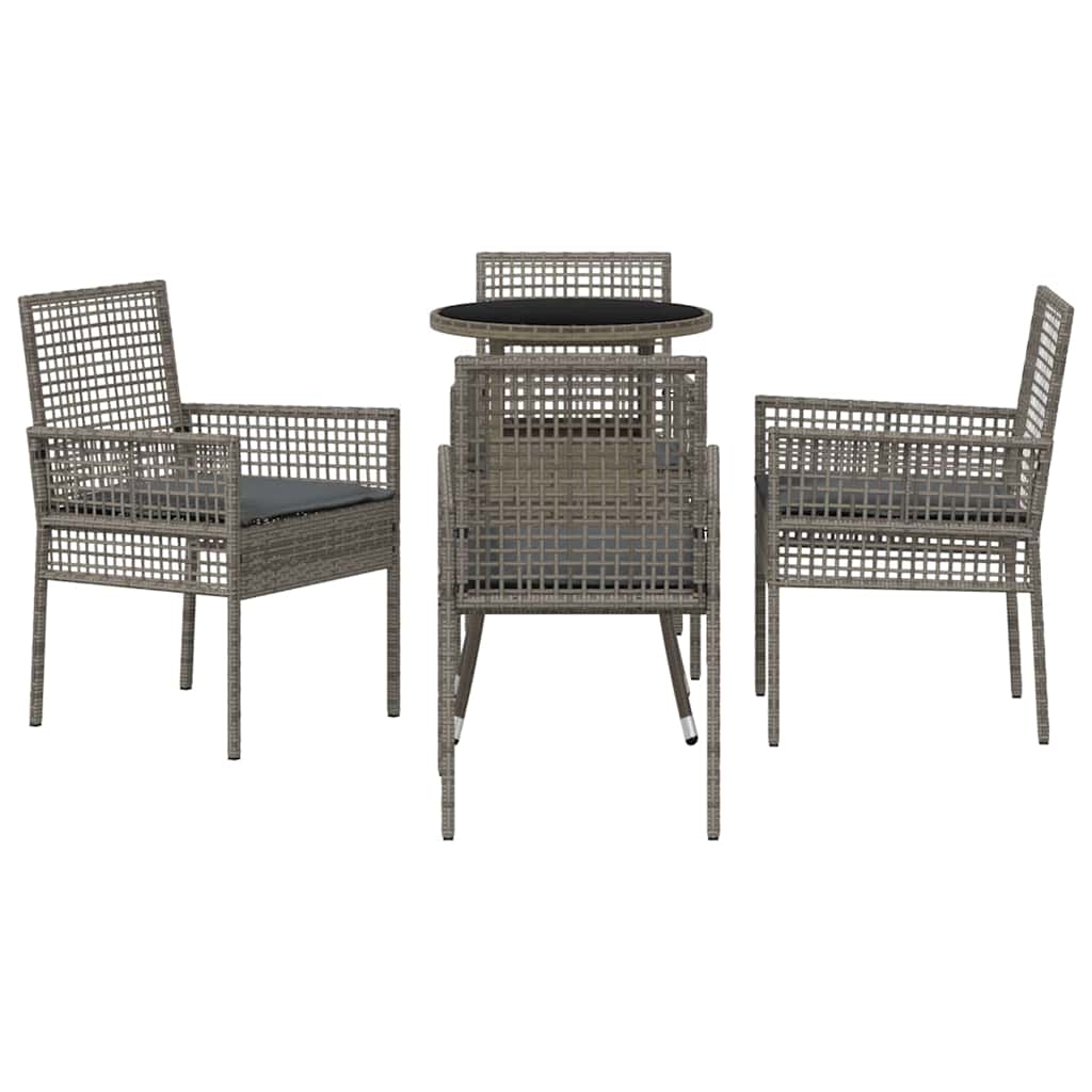 Garden Dining Set 5 pcs Grey Poly rattan