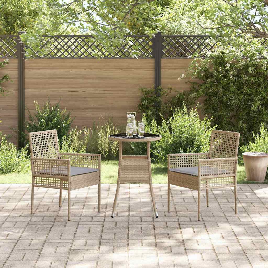 Garden Dining Set 3 pcs Beige Poly rattan