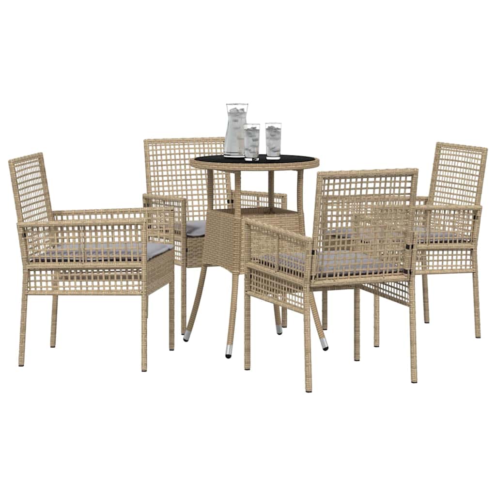 Garden Dining Set 5 pcs Beige Poly rattan