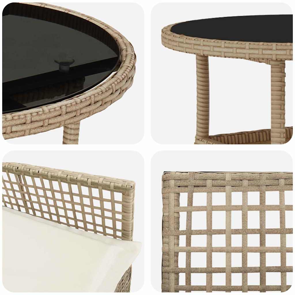 Garden Dining Set 3 pcs Beige Poly rattan