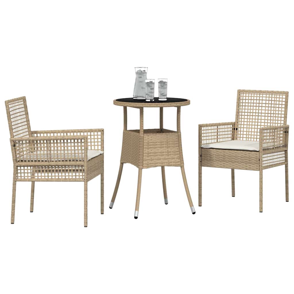 Garden Dining Set 3 pcs Beige Poly rattan