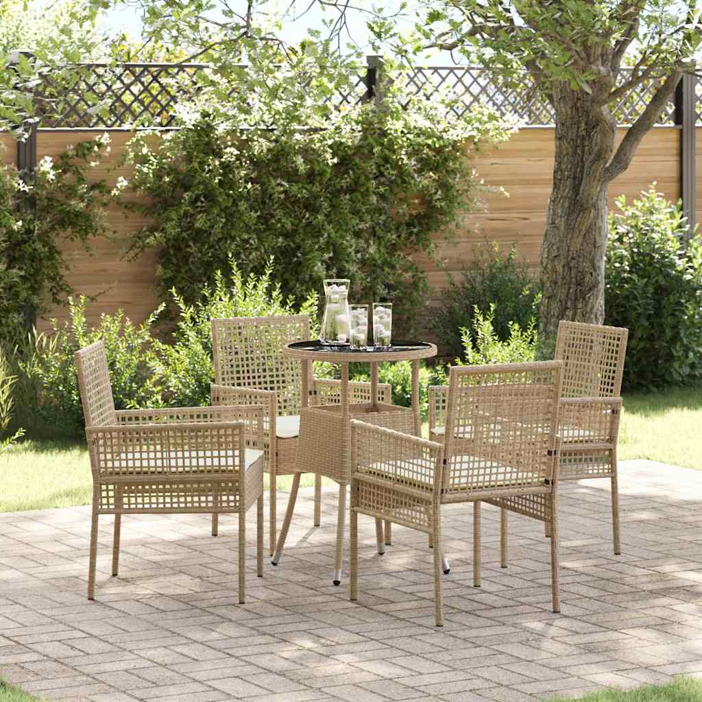 Garden Dining Set 5 pcs Beige Poly rattan