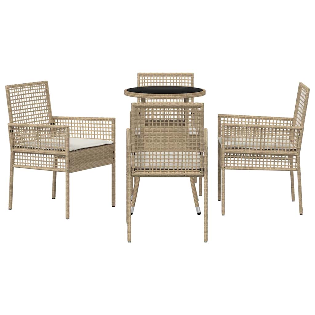 Garden Dining Set 5 pcs Beige Poly rattan