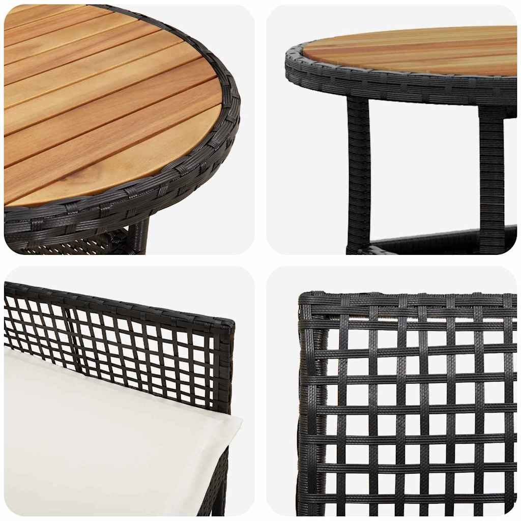 Garden Dining Set 3 pcs Black Poly rattan