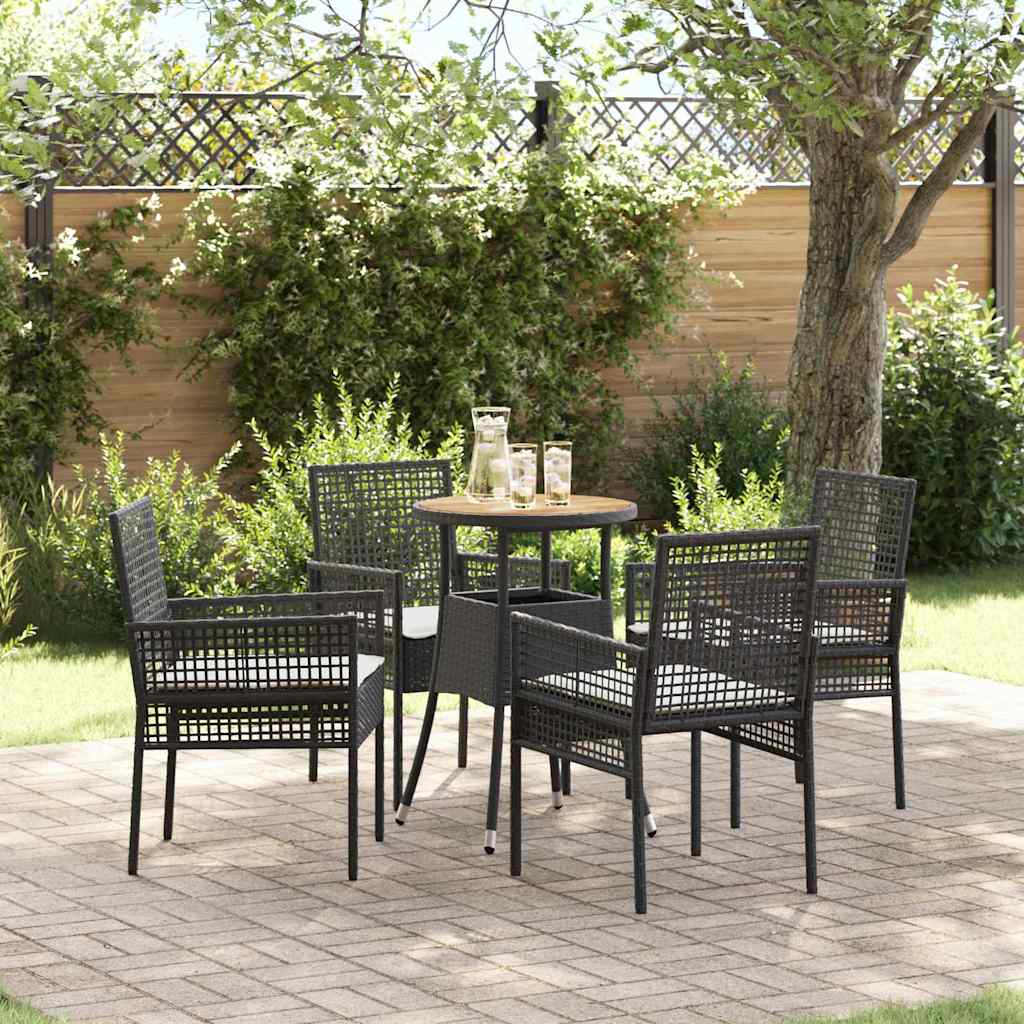 Garden Dining Set 5 pcs Black Poly rattan