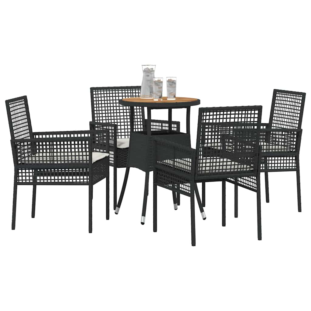 Garden Dining Set 5 pcs Black Poly rattan