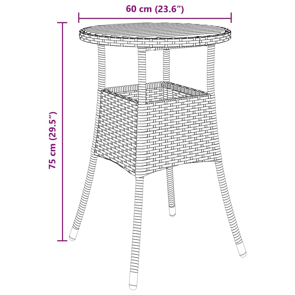 Garden Dining Set 3 pcs Grey Poly rattan