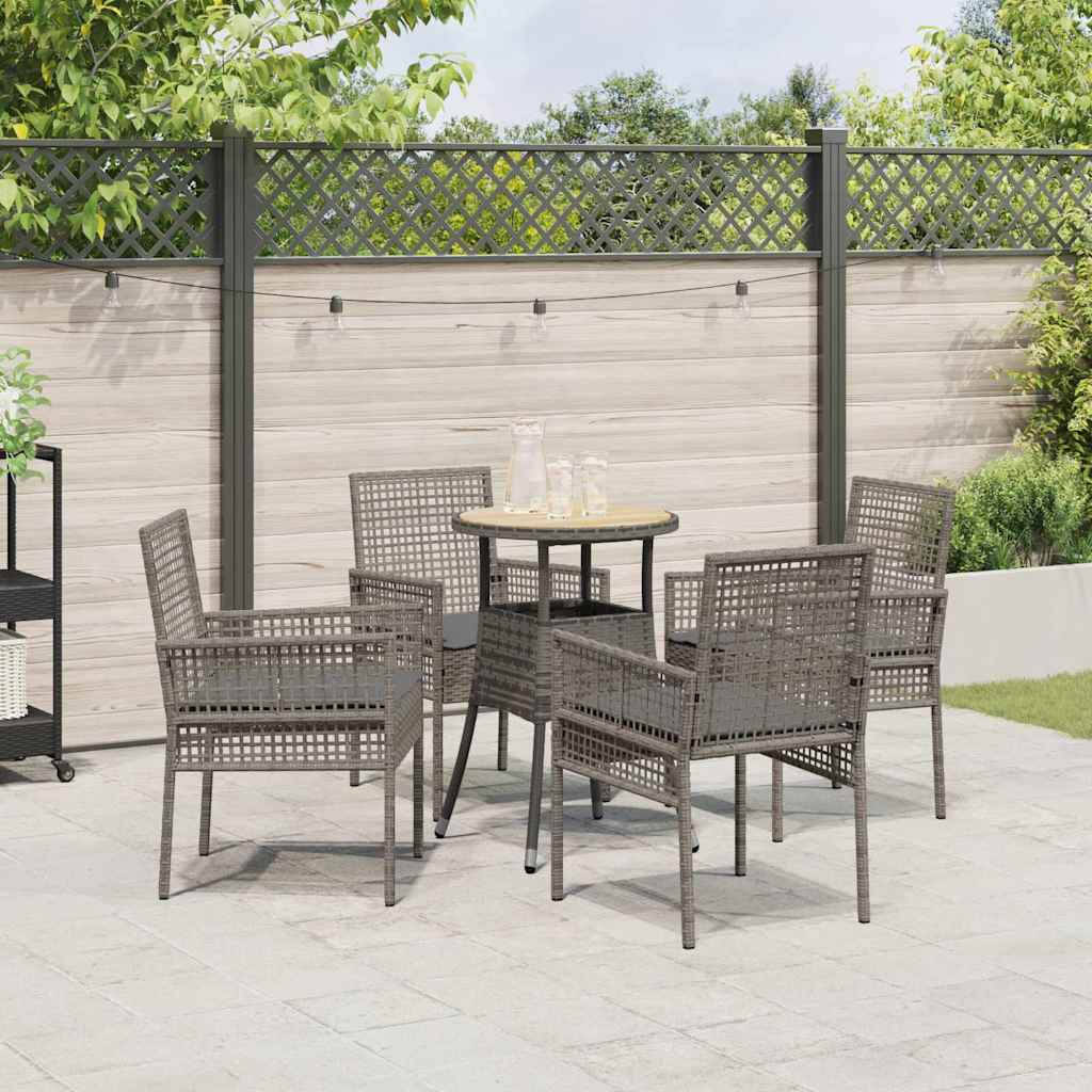 Garden Dining Set 5 pcs Grey Poly rattan