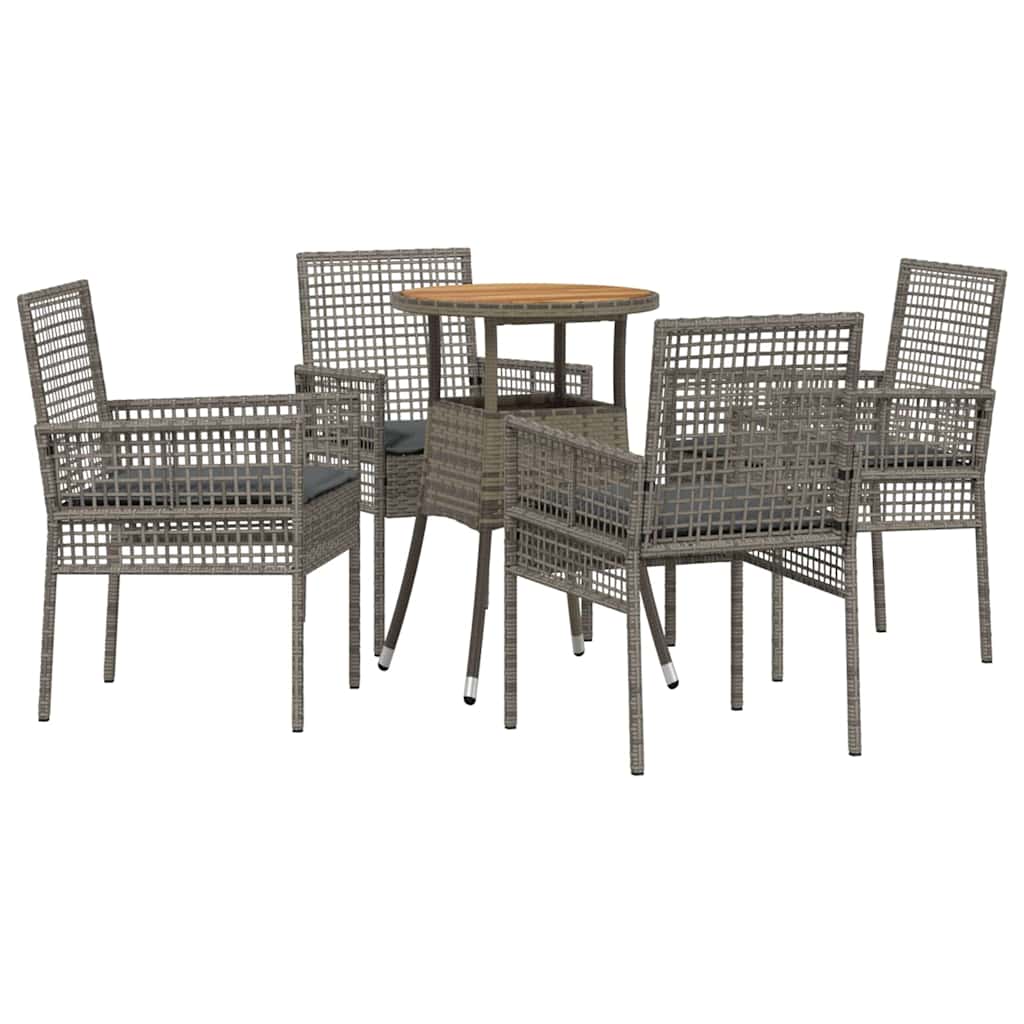 Garden Dining Set 5 pcs Grey Poly rattan