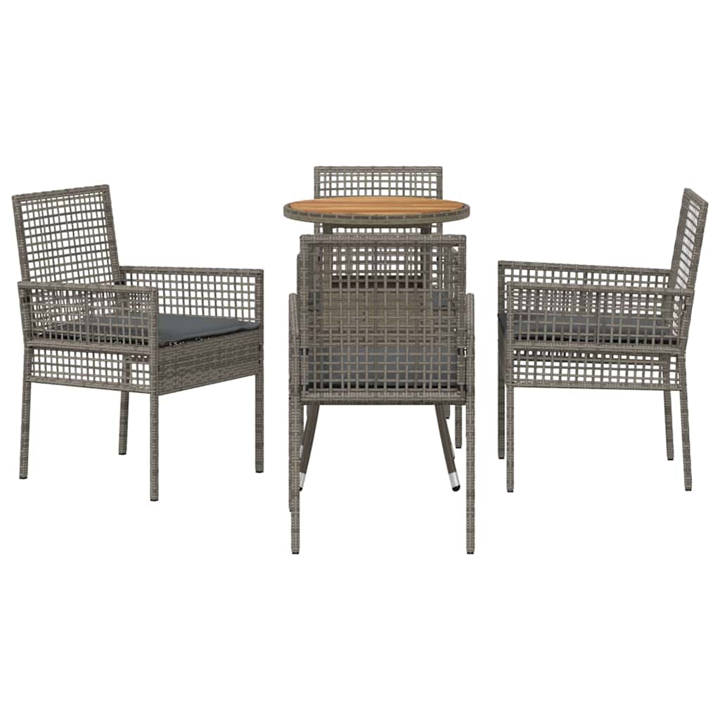 Garden Dining Set 5 pcs Grey Poly rattan