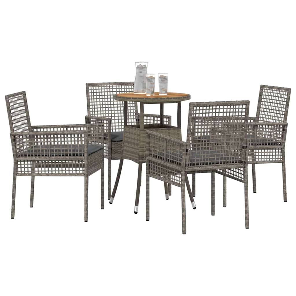 Garden Dining Set 5 pcs Grey Poly rattan