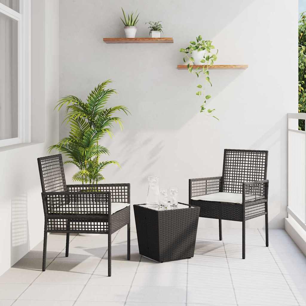 Garden Bistro Set 3 pcs Black Poly rattan
