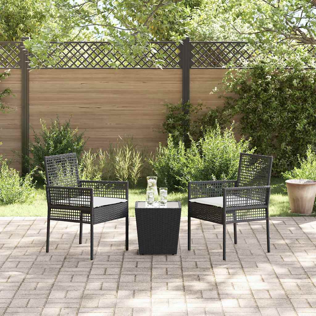 Garden Bistro Set 3 pcs Black Poly rattan