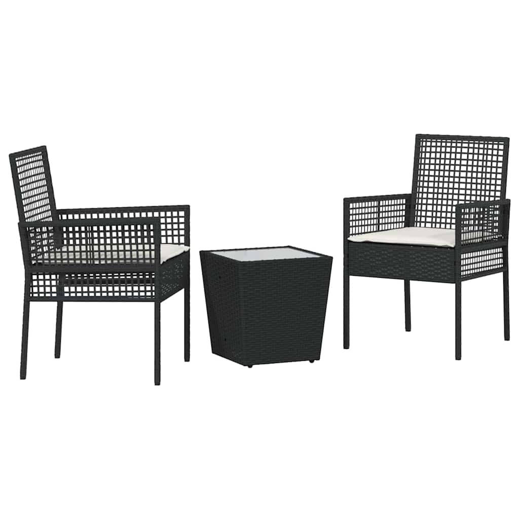 Garden Bistro Set 3 pcs Black Poly rattan