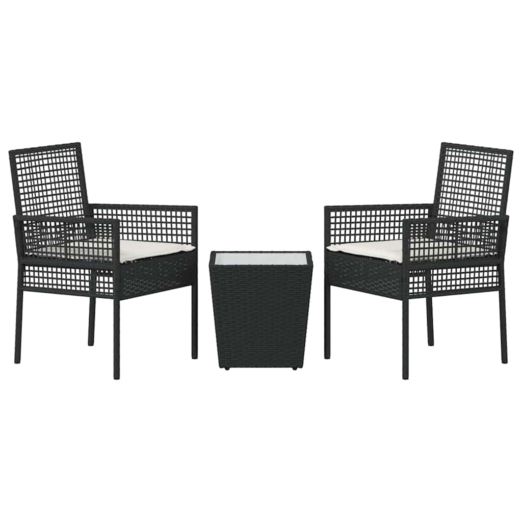 Garden Bistro Set 3 pcs Black Poly rattan