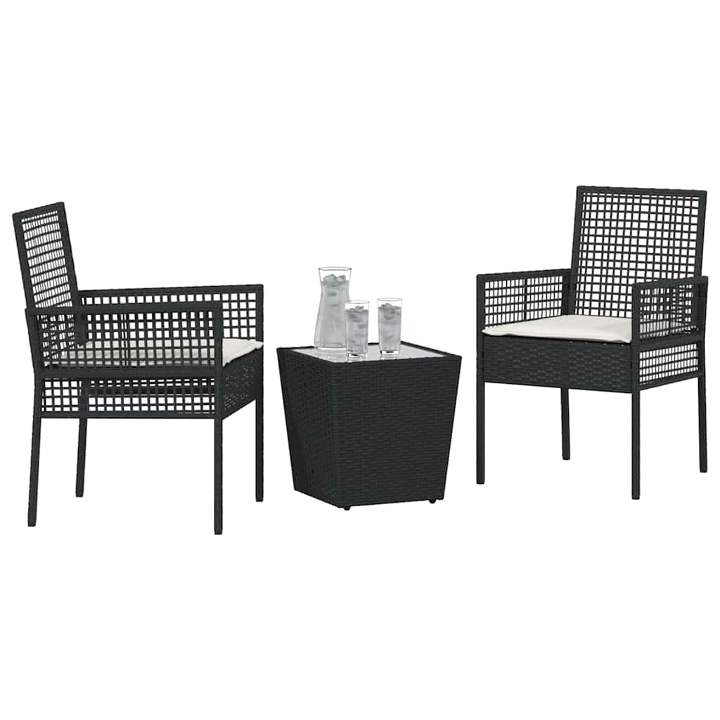 Garden Bistro Set 3 pcs Black Poly rattan