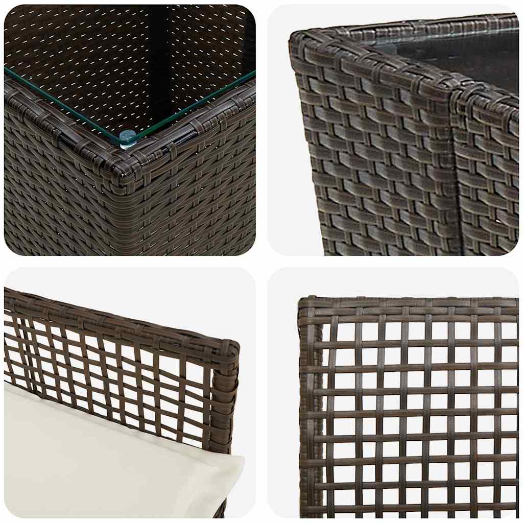 Garden Bistro Set 3 pcs Brown Poly rattan