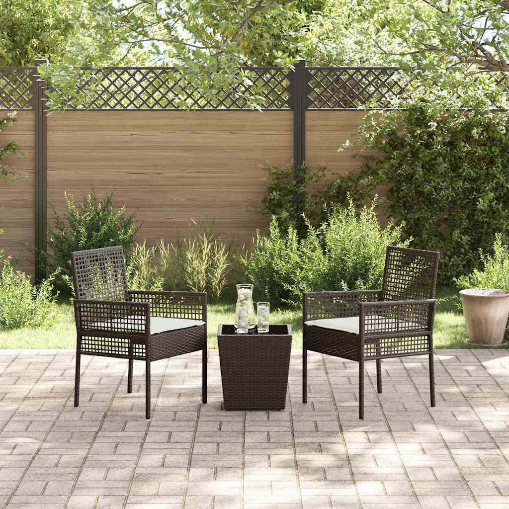 Garden Bistro Set 3 pcs Brown Poly rattan