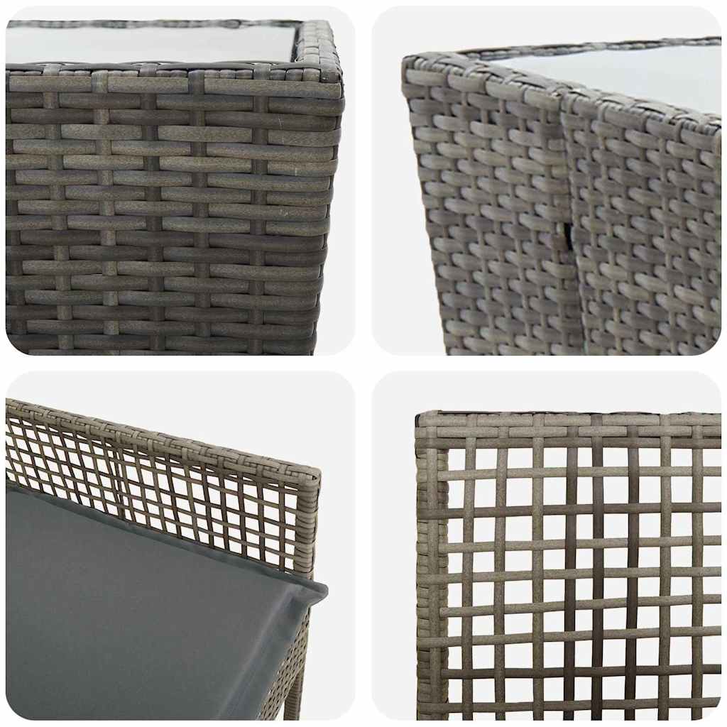 Garden Bistro Set 3 pcs Grey Poly rattan