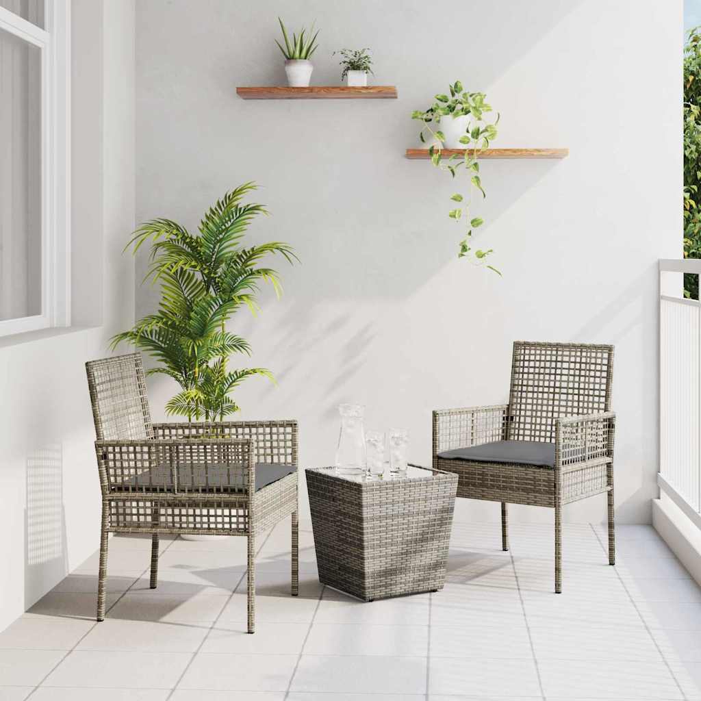 Garden Bistro Set 3 pcs Grey Poly rattan