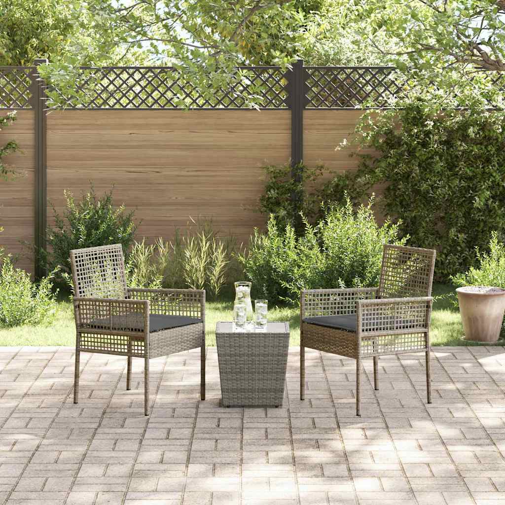 Garden Bistro Set 3 pcs Grey Poly rattan