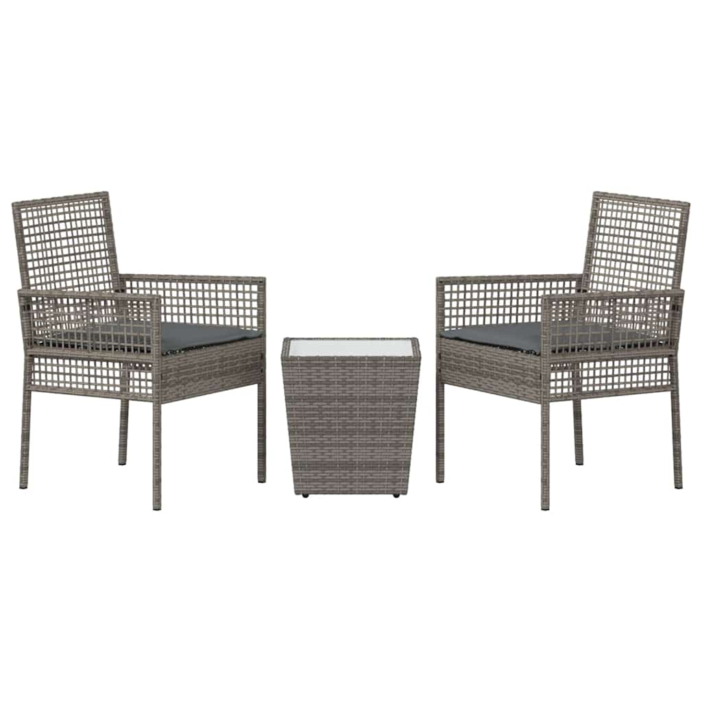 Garden Bistro Set 3 pcs Grey Poly rattan