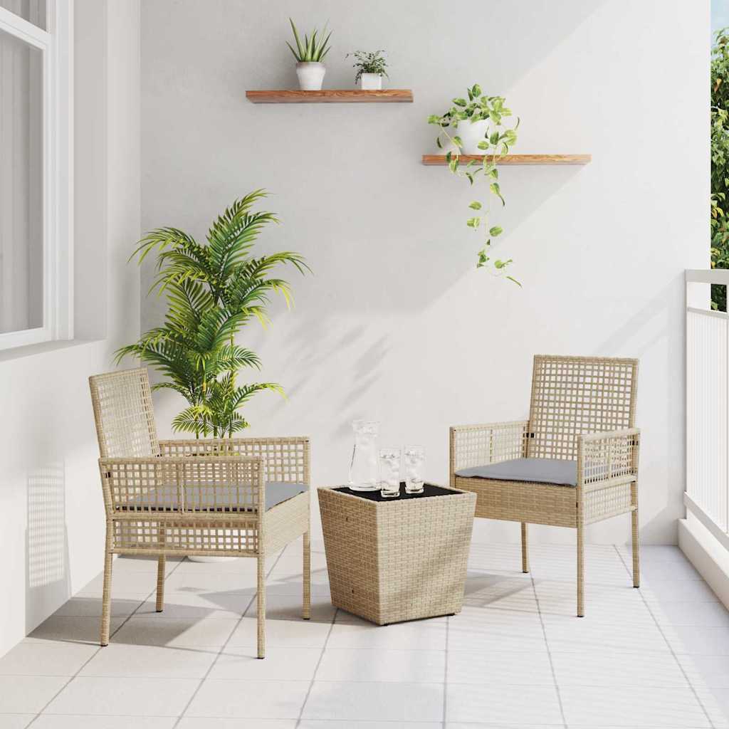 Garden Bistro Set 3 pcs Beige Poly rattan