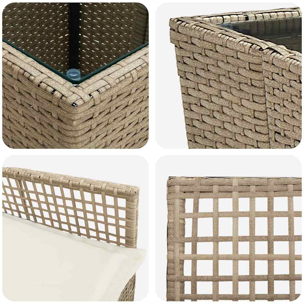 Garden Bistro Set 3 pcs Beige Poly rattan