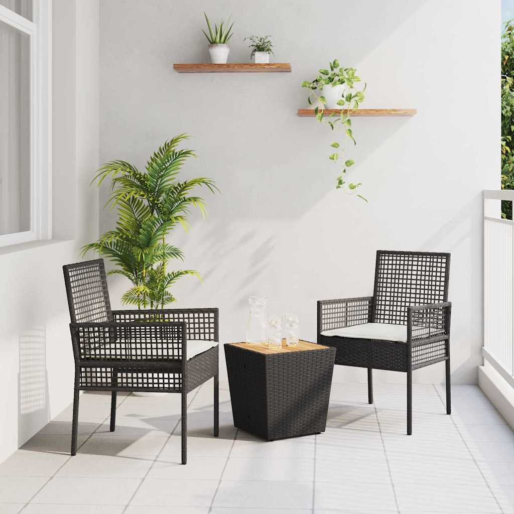Garden Bistro Set 3 pcs Black Poly rattan