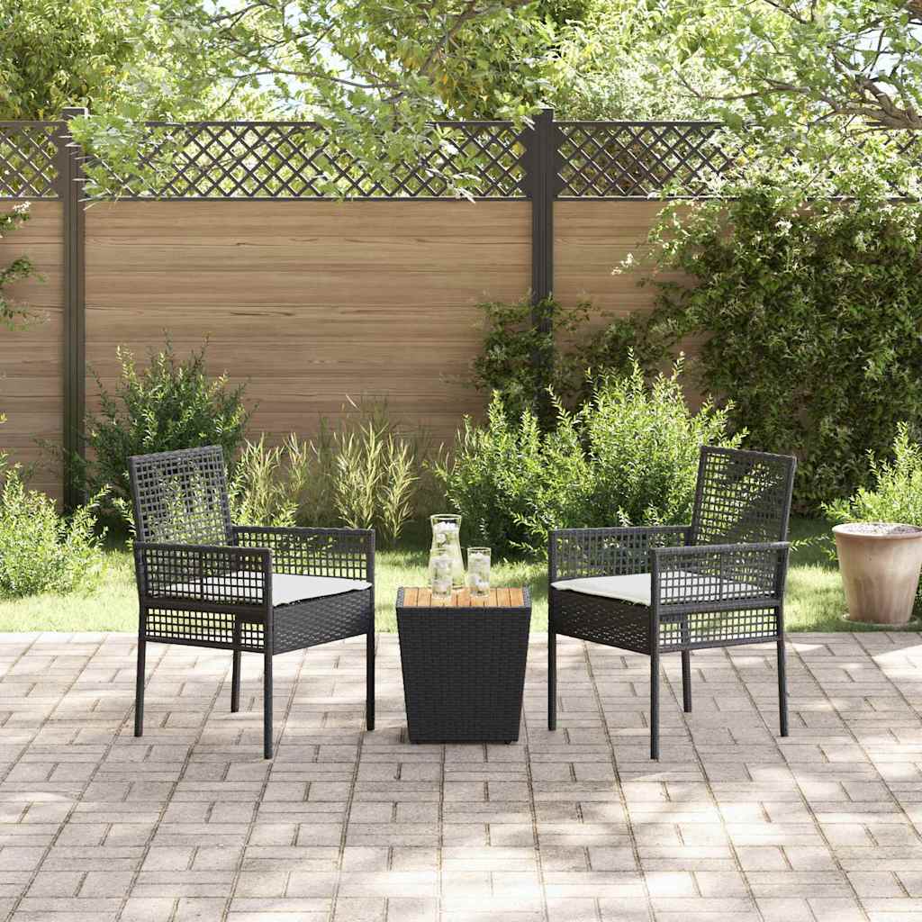 Garden Bistro Set 3 pcs Black Poly rattan