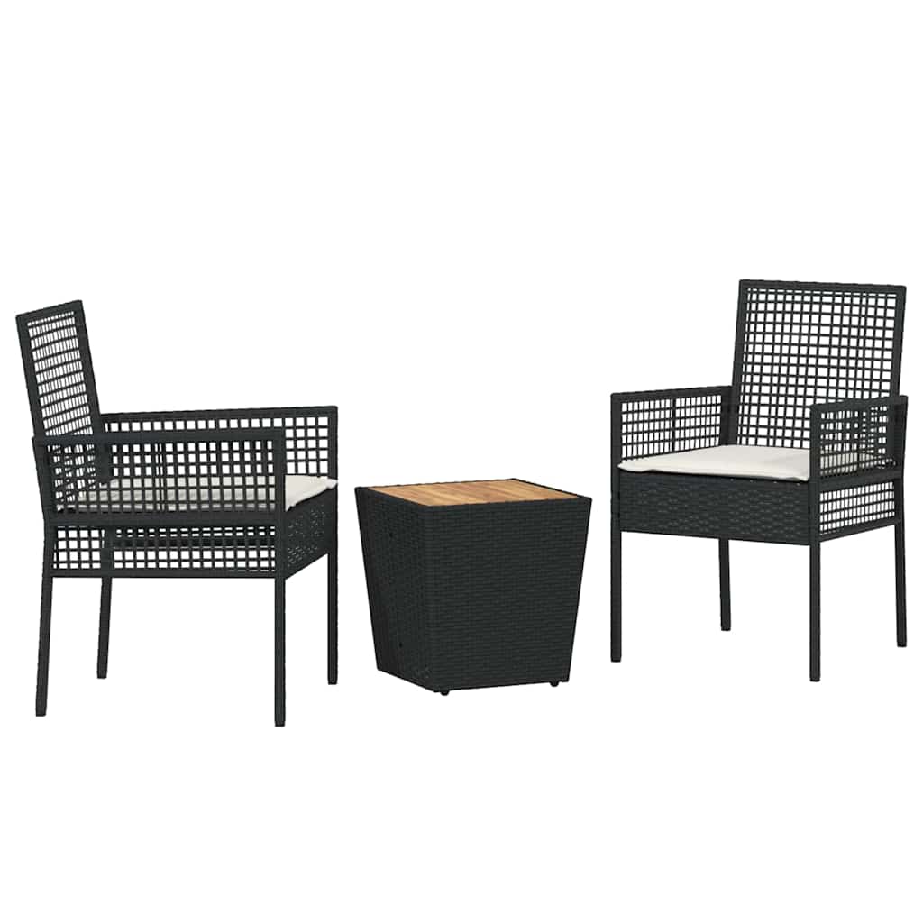 Garden Bistro Set 3 pcs Black Poly rattan
