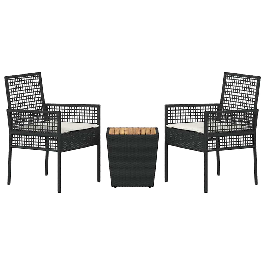 Garden Bistro Set 3 pcs Black Poly rattan