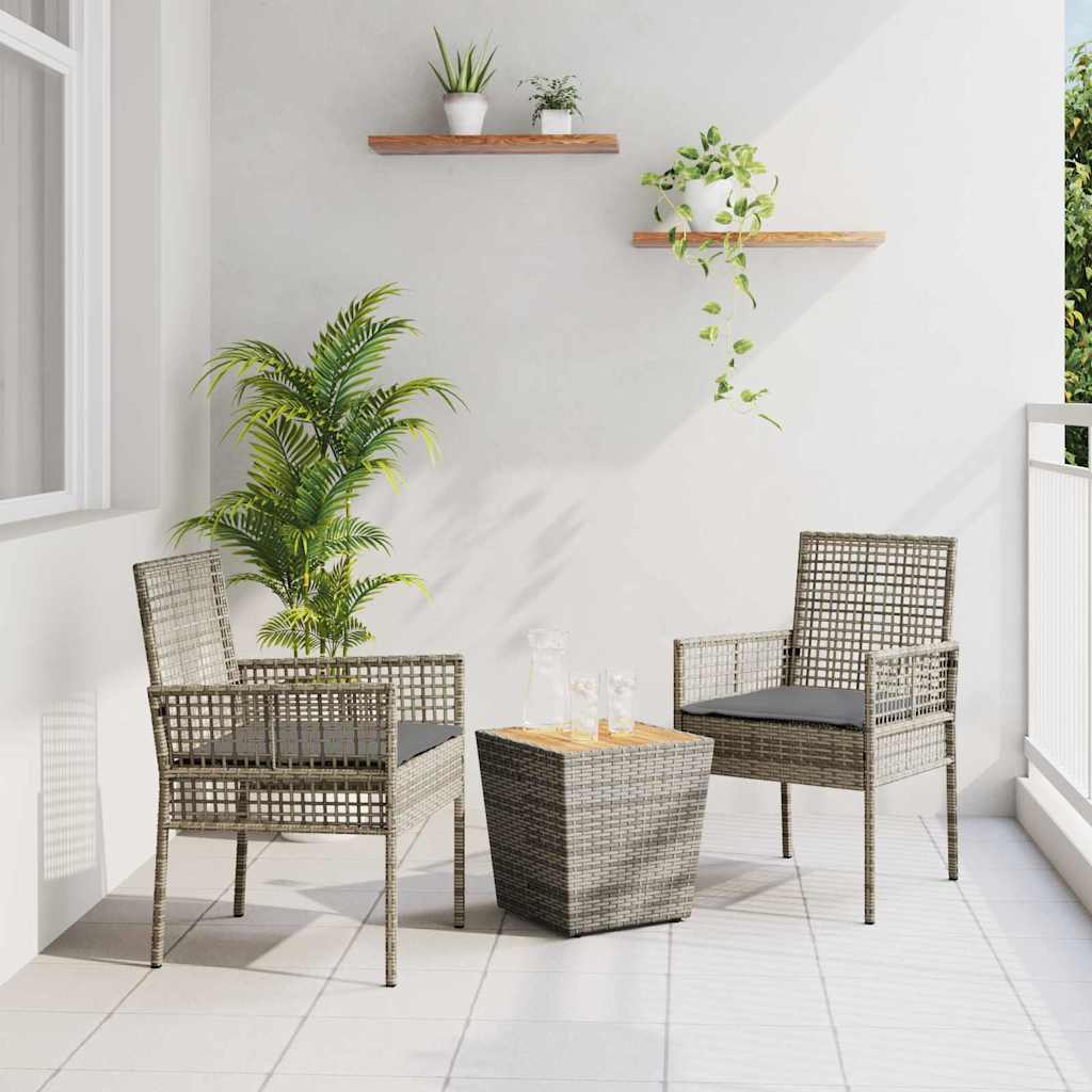 Garden Bistro Set 3 pcs Grey Poly rattan