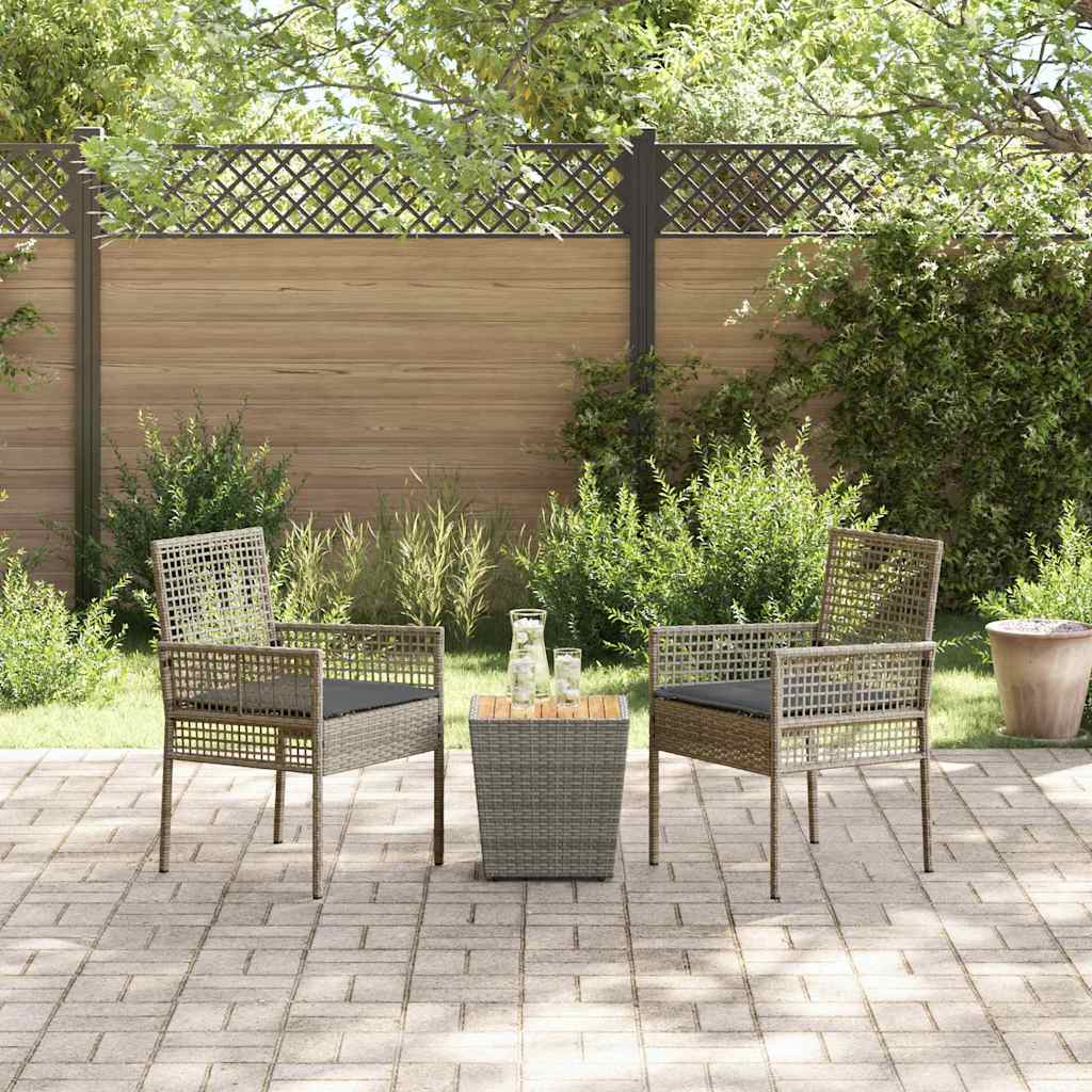 Garden Bistro Set 3 pcs Grey Poly rattan