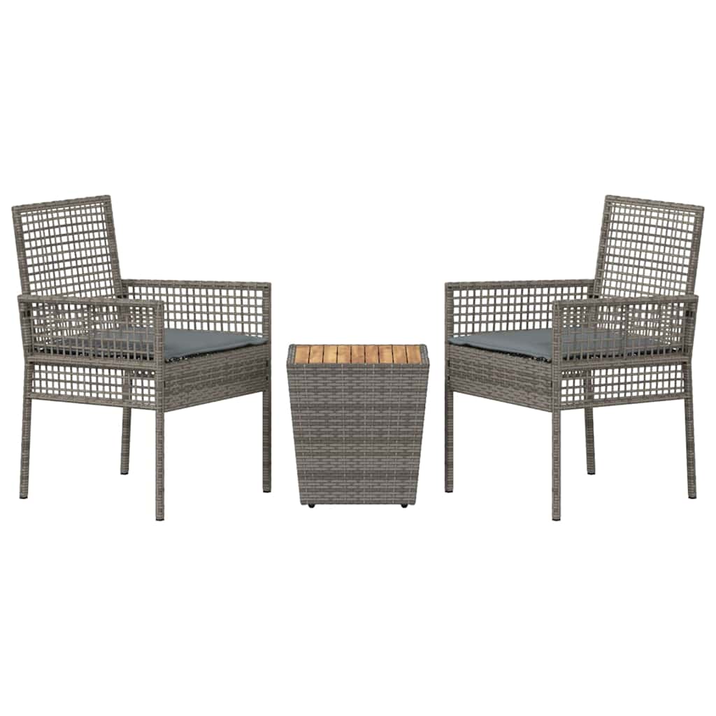 Garden Bistro Set 3 pcs Grey Poly rattan