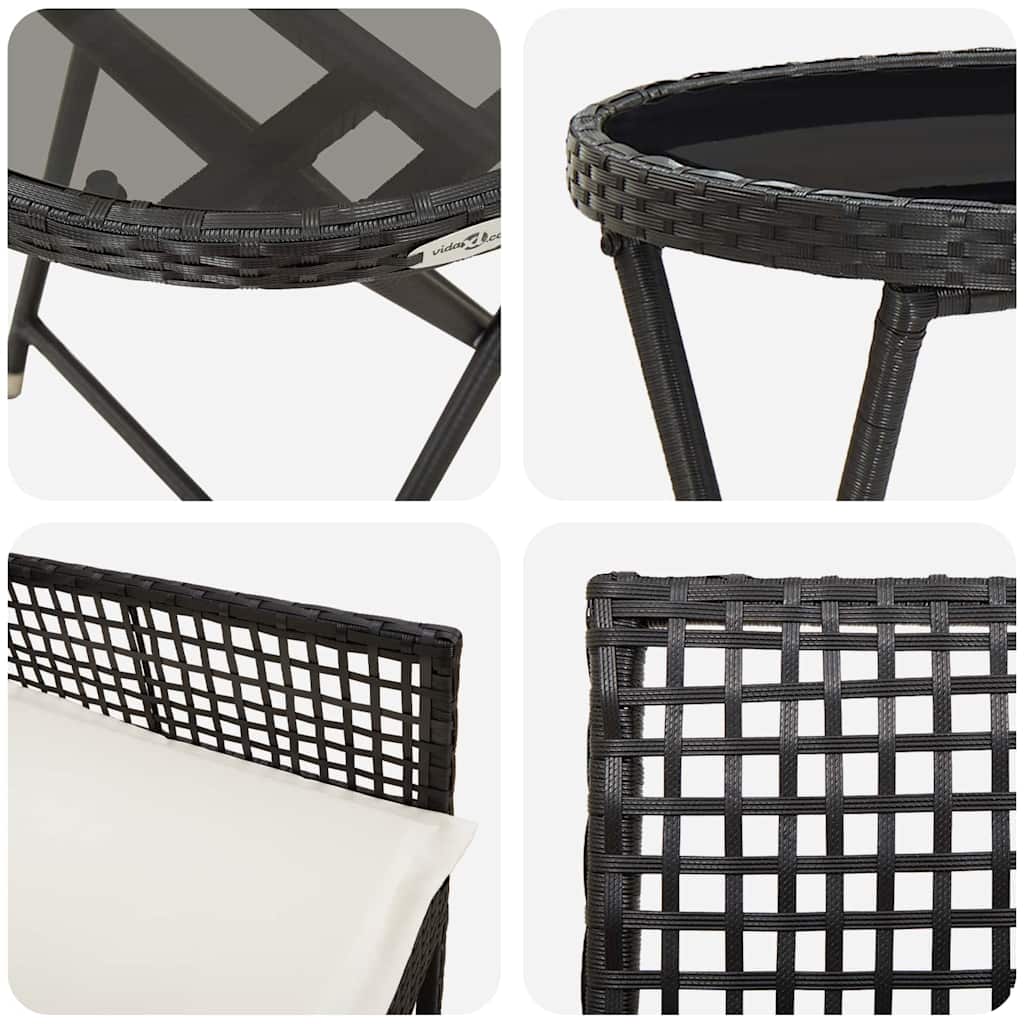 Garden Bistro Set 3 pcs Black Poly rattan